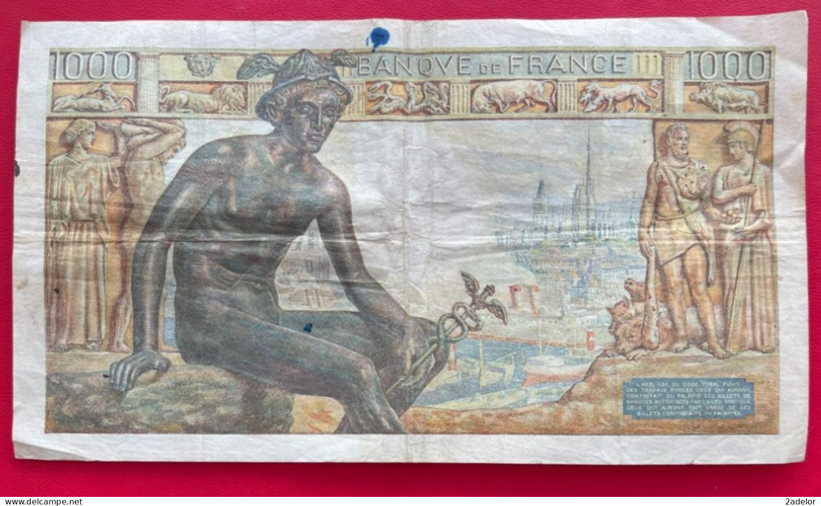 Beau Billet De 1000 Francs Déesse Déméter RN.28-1-1943.RN. Etat TB/TB+ - 1 000 F 1942-1943 ''Déesse Déméter''