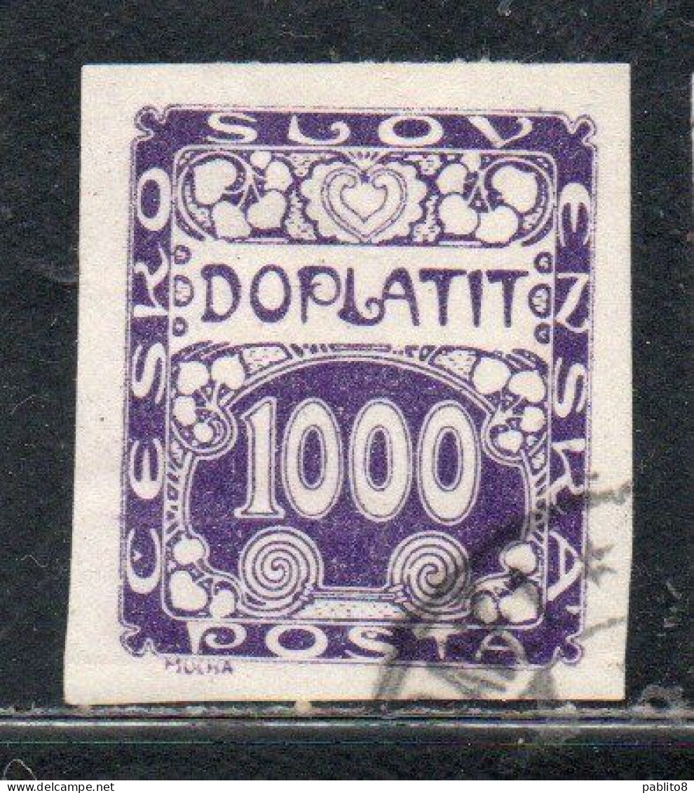 CZECH CECA CZECHOSLOVAKIA CESKA CECOSLOVACCHIA 1918 1920 POSTAGE DUE DOPLATIT 1000h USED USATO OBLITERE' - Segnatasse