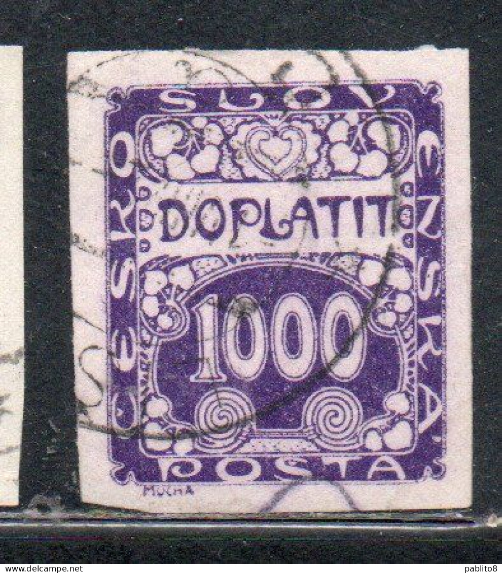 CZECH CECA CZECHOSLOVAKIA CESKA CECOSLOVACCHIA 1918 1920 POSTAGE DUE DOPLATIT 1000h USED USATO OBLITERE' - Segnatasse