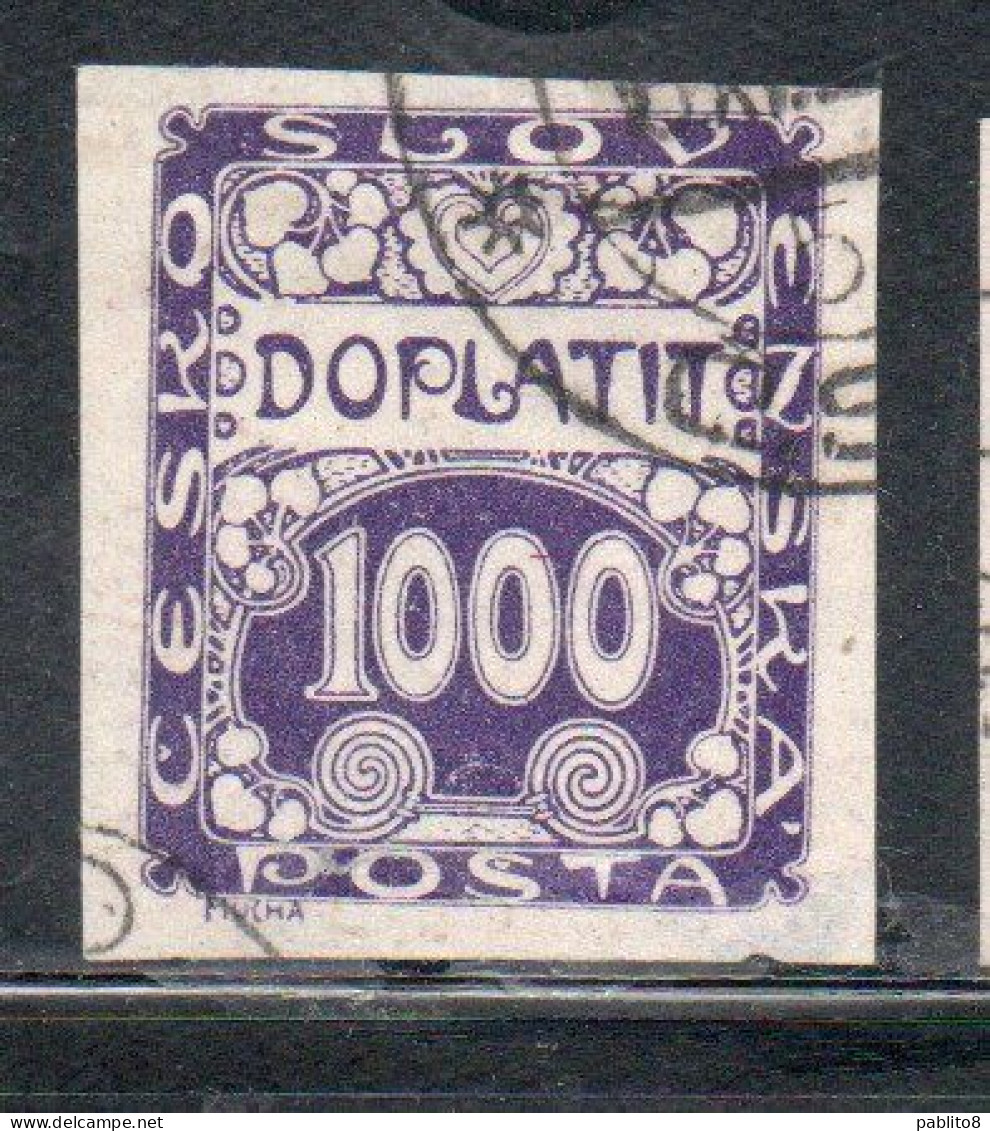 CZECH CECA CZECHOSLOVAKIA CESKA CECOSLOVACCHIA 1918 1920 POSTAGE DUE DOPLATIT 1000h USED USATO OBLITERE' - Postage Due