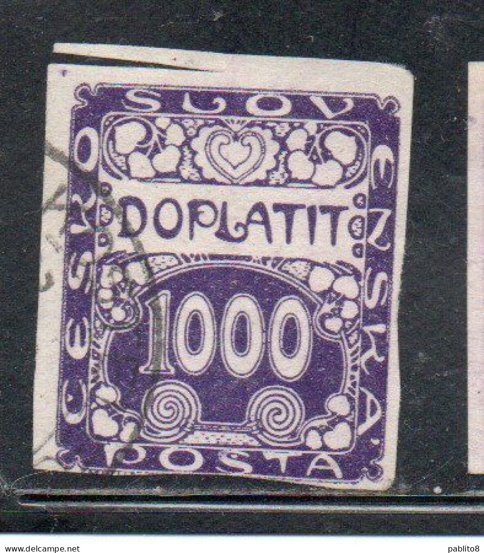 CZECH CECA CZECHOSLOVAKIA CESKA CECOSLOVACCHIA 1918 1920 POSTAGE DUE DOPLATIT 1000h USED USATO OBLITERE' - Timbres-taxe