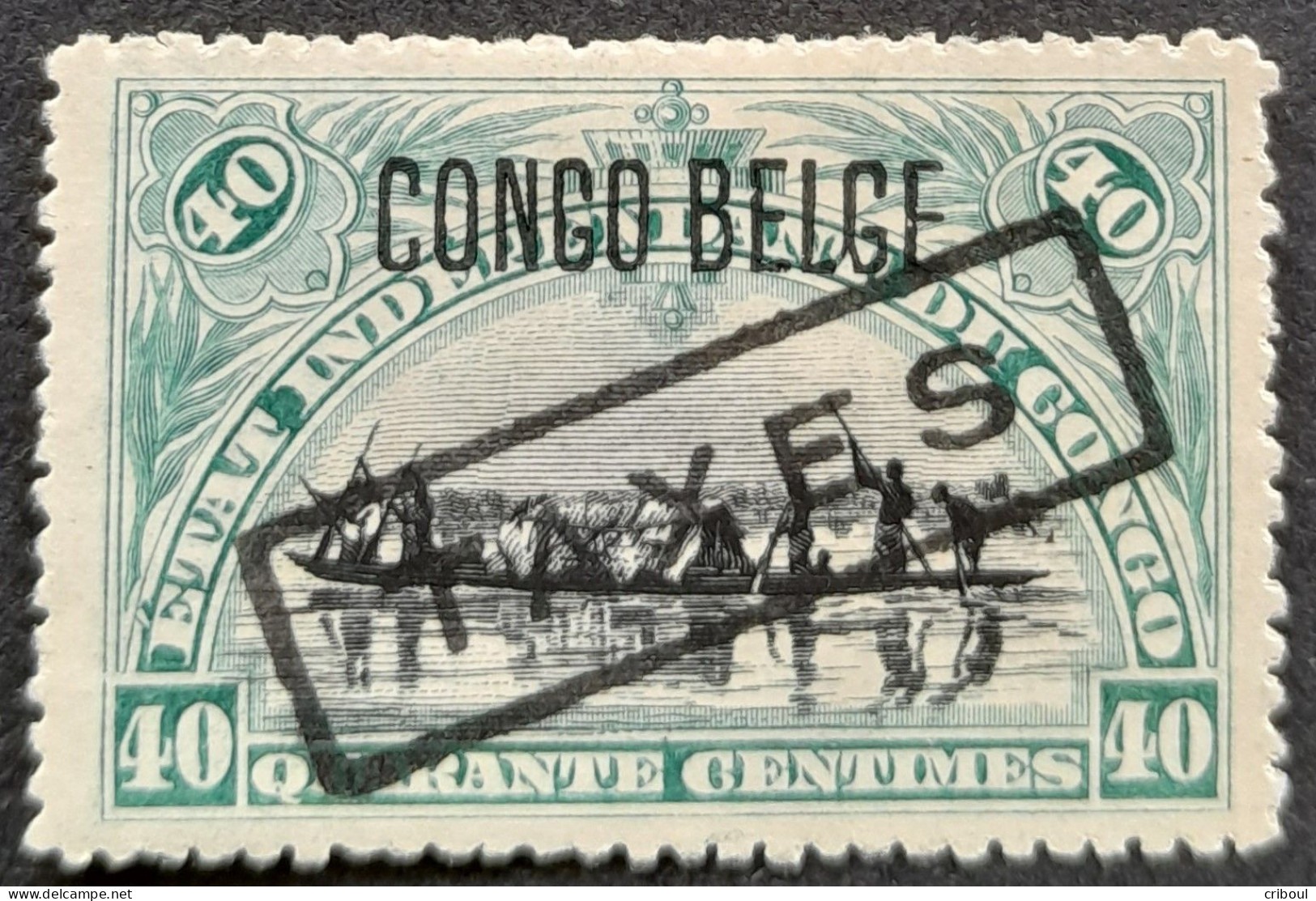 Congo Belge Belgium Congo 1909 Pirogue Bateau Boat Surcharge Typographique CONGO BELGE Surchargé TAXES Yvert T21 (*) MNG - Nuevos