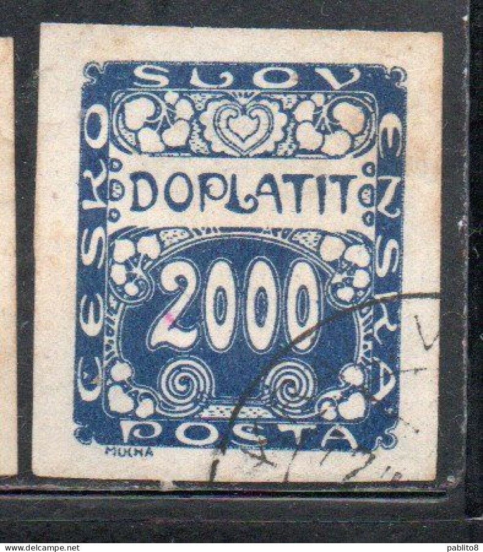 CZECH CECA CZECHOSLOVAKIA CESKA CECOSLOVACCHIA 1918 1920 POSTAGE DUE DOPLATIT 2000h USED USATO OBLITERE' - Timbres-taxe