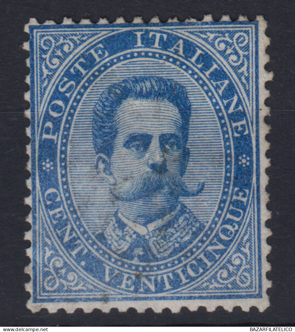 REGNO D'ITALIA 1879 UMBERTO I 25 CENTESIMI N.40 G.I MNH** CERT. BEN CENTRATO - Ongebruikt