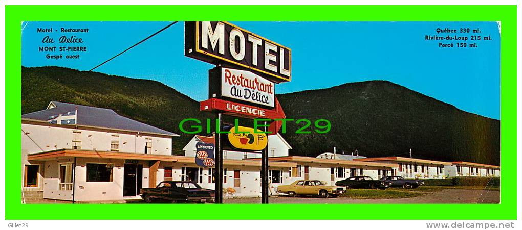 MONT ST-PIERRE, GASPÉ OUEST - MOTEL RESTAURANT AU DELICE - DIMENSION 9 X 23 Cm - - Gaspé