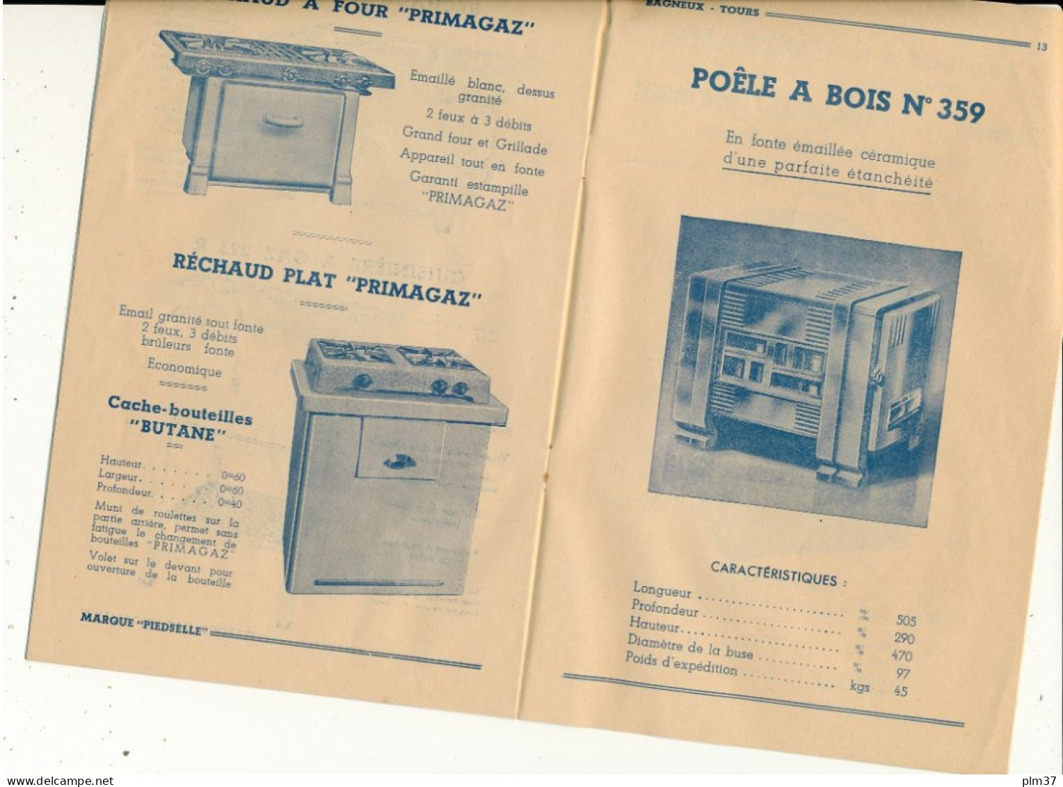 TOURS , 37 - Catalogue De 16 Pages Mme BAGNEUX - Chauffage, Cuisinières, Gazinières Et Réchauds - Elektriciteit En Gas