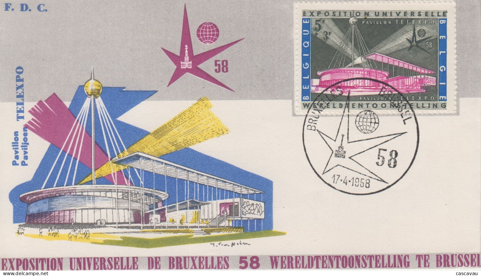 Enveloppe  FDC  1er Jour   BELGIQUE     Exposition  Universelle  BRUXELLES   1958 - 1958 – Bruxelles (Belgique)