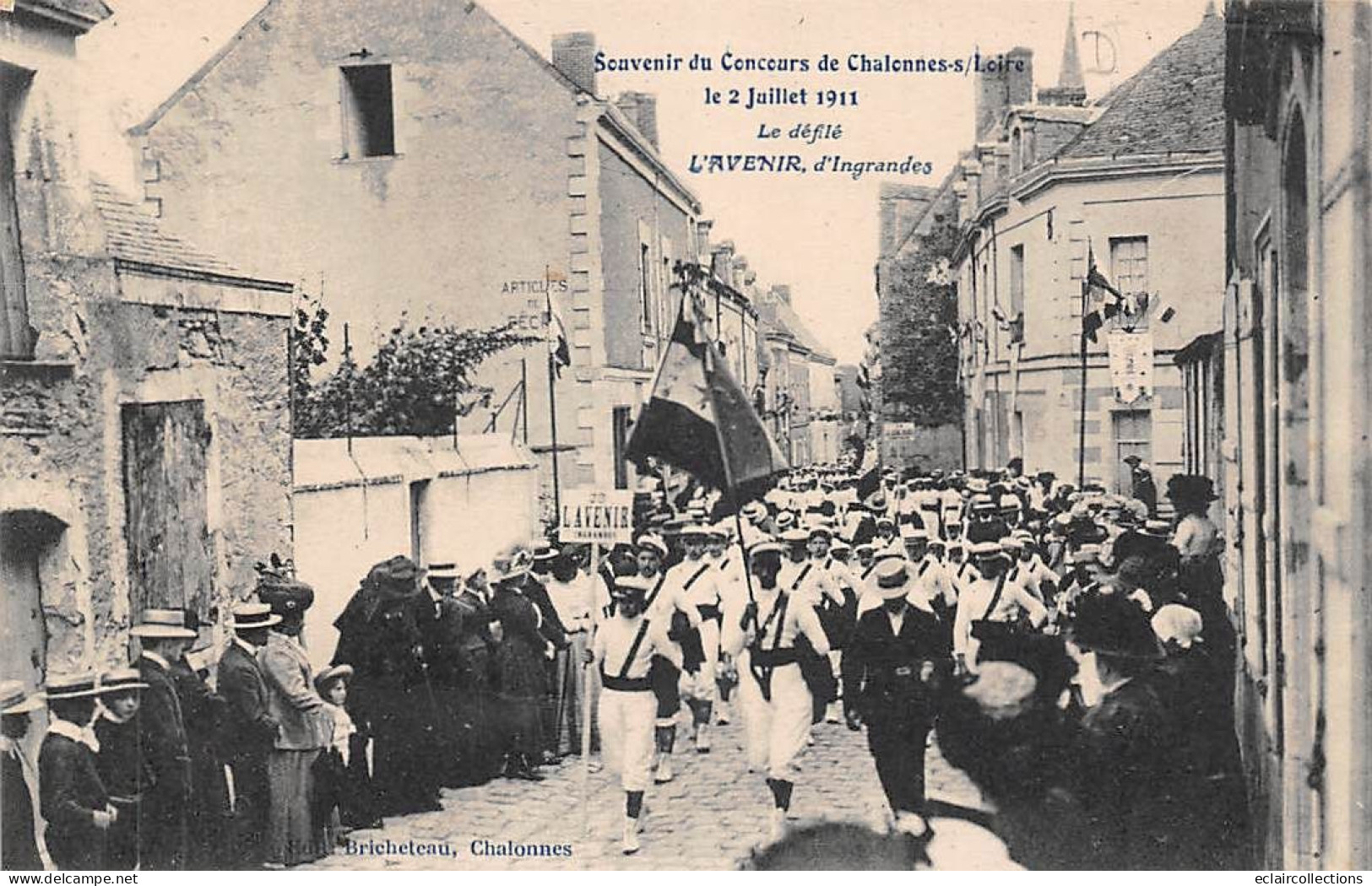 Chalonnes Sur Loire           49       Concours Gymnastique  1911. L'Avenir D'Ingrandes   .Le Défilé       (voir Scan) - Chalonnes Sur Loire