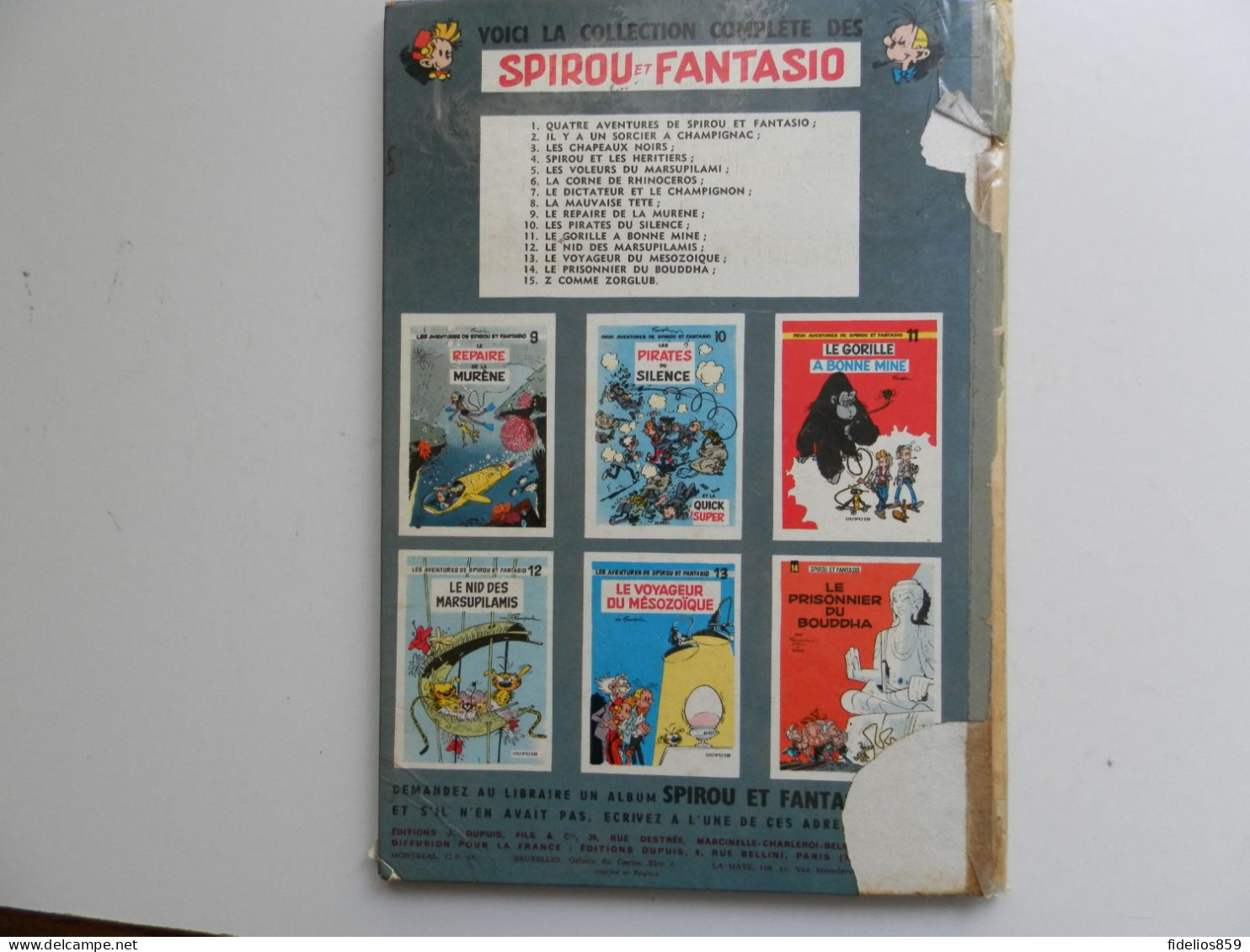 SPIROU PAR FRANQUIN : TOME 15 Z COMME ZORGLUB EN EDITION ORIGINALE  DE1961. VOIR DETAIL ET PHOTOS - Spirou Et Fantasio