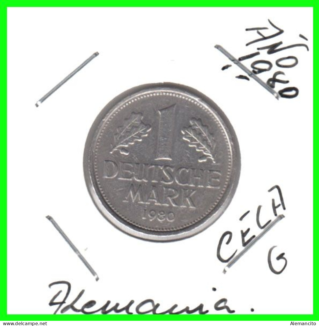 ALEMANIA FEDERAL - DEUTSCHLAND - GERMANY –  MONEDA DE LA REPUBLICA FEDERAL DE ALEMANIA DE 1.00 DM-DEL AÑO 1980 CECA-G - 1 Mark