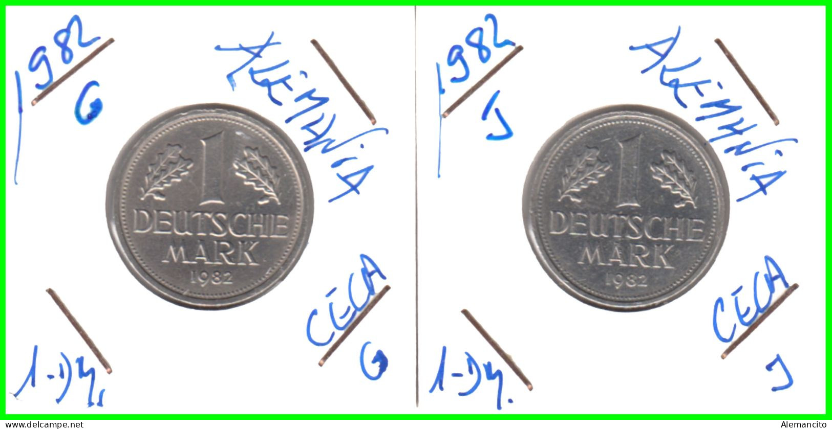 ALEMANIA - DEUTSCHLAND - GERMANY - 2 -MONEDAS DE 1.00 DM   AÑO 1982 - CECAS - G - KARLSRUHE. - J - HAMBURG - 1 Mark