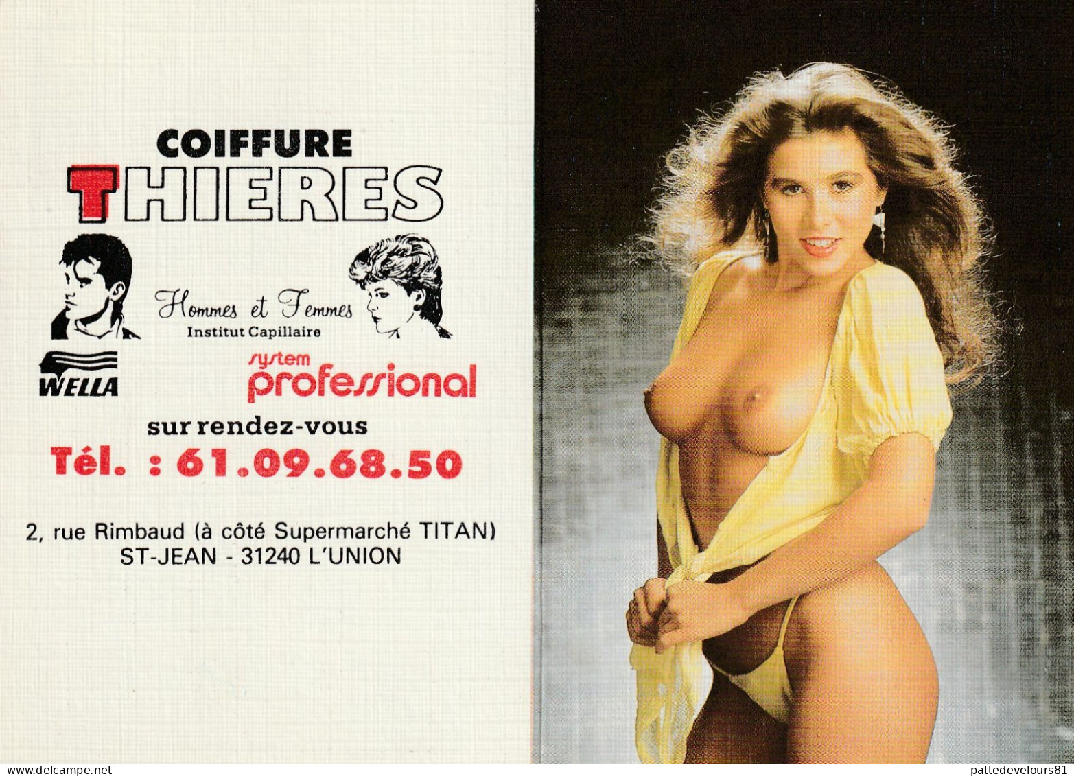CALENDRIER BIJOU  7,3x10,5 Année 1988 Pin-up Sexy Eros Erotisme Naked Nude Curiosa Coiffure THIERES à L'UNION 31 - Small : 1981-90