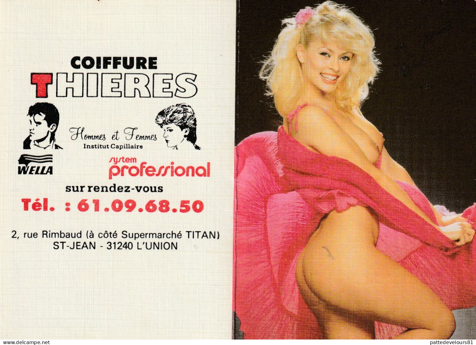 CALENDRIER BIJOU  7,3x10,5 Année 1988 Pin-up Sexy Eros Erotisme Naked Nude Curiosa Coiffure THIERES à L'UNION 31 - Small : 1981-90