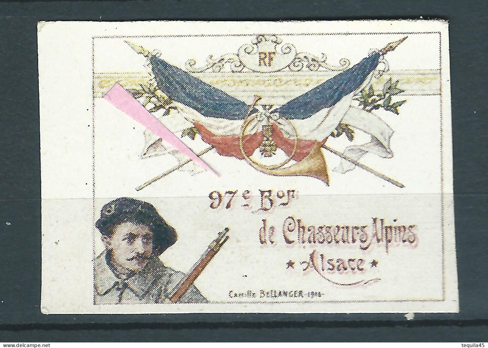 Rare : Belle Vignette DELANDRE - France - 97 éme Chasseurs à Pied ALSACE - 1914 -18 WWI WW1 Poster Stamp - Erinnophilie