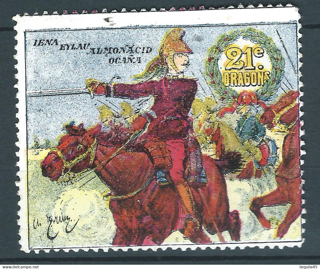 Rare : Belle Vignette DELANDRE - France - 21 Régt De DRAGONS - 1914 -18 WWI WW1 Poster Stamp - Erinnophilie