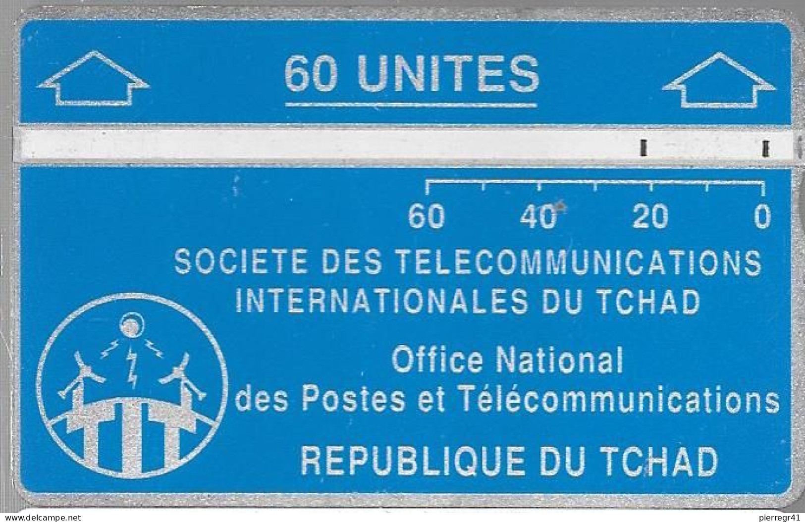 CARTE MAGNETIQUE-TCHAD-60U-BLEU-V° N° En Bas A Droite Inversé-244B04376-Utilisé-TBE - Tschad