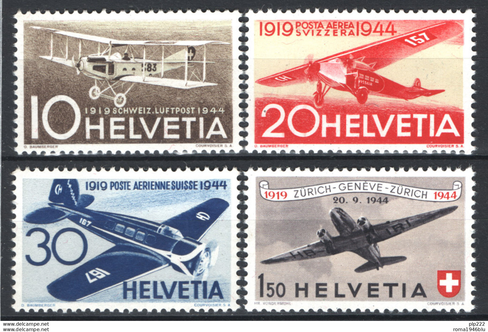 Svizzera 1944 Posta Aerea Unif.A36/39 **/MNH VF - Nuovi