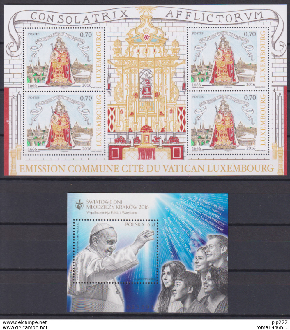 Vaticano 2016 - Lussemburgo E Polonia Emissioni Congiunt 2 S/S /Joint Issue  **/MNH VF - Neufs