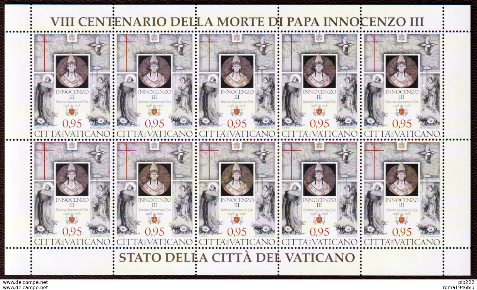 Vaticano 2016 Sass. 1727 Minifogli Da 10 **/MNH VF - Blocchi E Foglietti