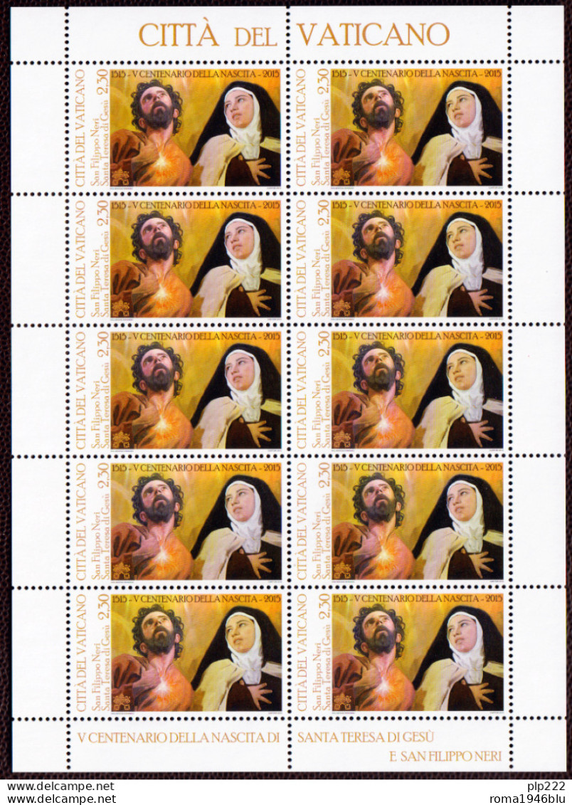 Vaticano 2015 Sass. 1704 Minifoglio Da 10 **/MNH VF - Blocs & Hojas