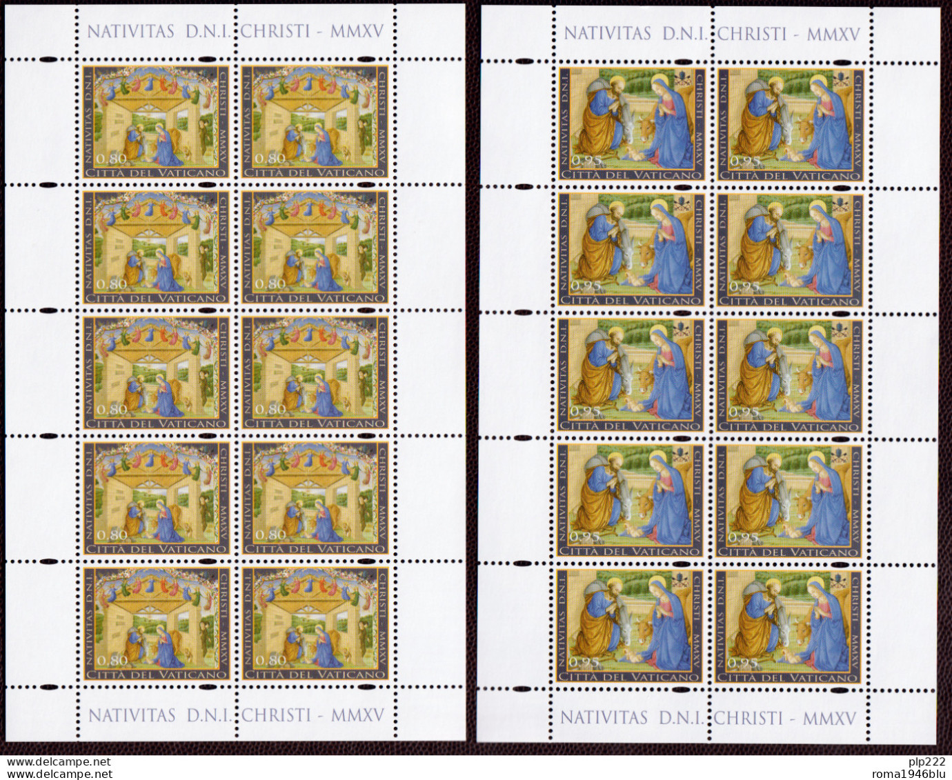 Vaticano 2015 Sass. 1701/02 Minifoglio Da 10 **/MNH VF - Blocks & Sheetlets & Panes