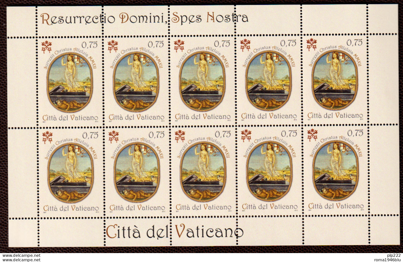 Vaticano 2012 Sass. 1585 Minifoglio Da 10 **/MNH VF - Blocs & Hojas