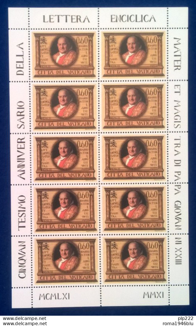 Vaticano 2011 Sass. 1571 Minifoglio Da 10 **/MNH VF - Blocks & Sheetlets & Panes