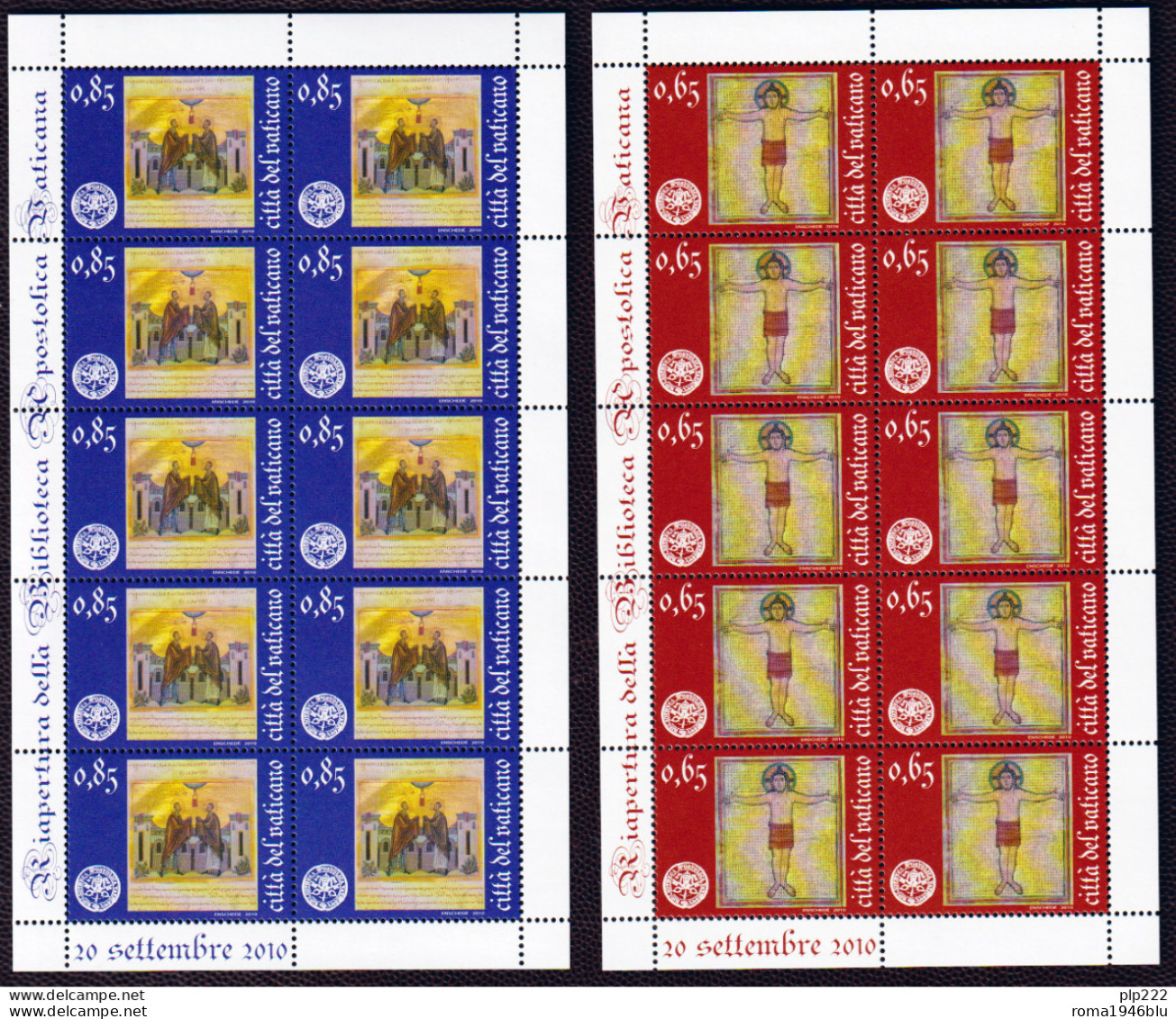 Vaticano 2010 Sass. 1529/30 Minifoglio Da 10 **/MNH VF - Blocs & Hojas