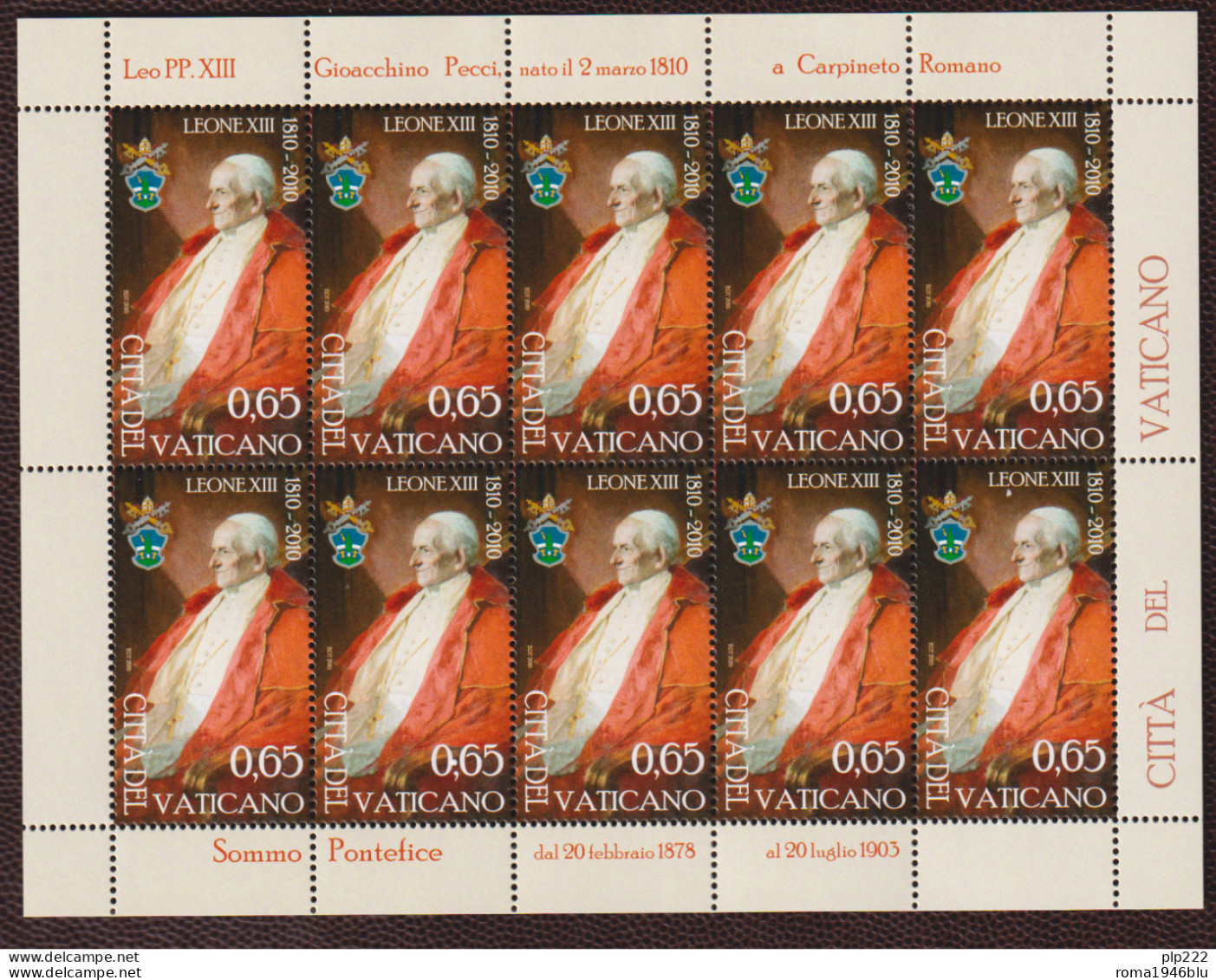 Vaticano 2010 Sass. 1535 Minifoglio Da 10 **/MNH VF - Blocchi E Foglietti