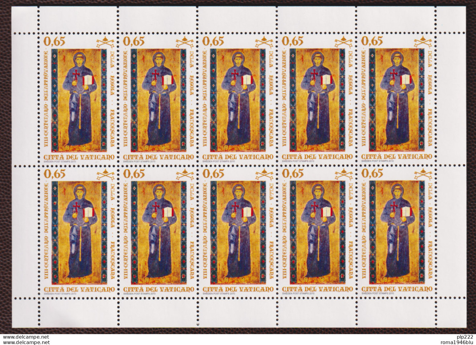 Vaticano 2010 Sass. 1540 Minifoglio Da 10 **/MNH VF - Blocks & Sheetlets & Panes