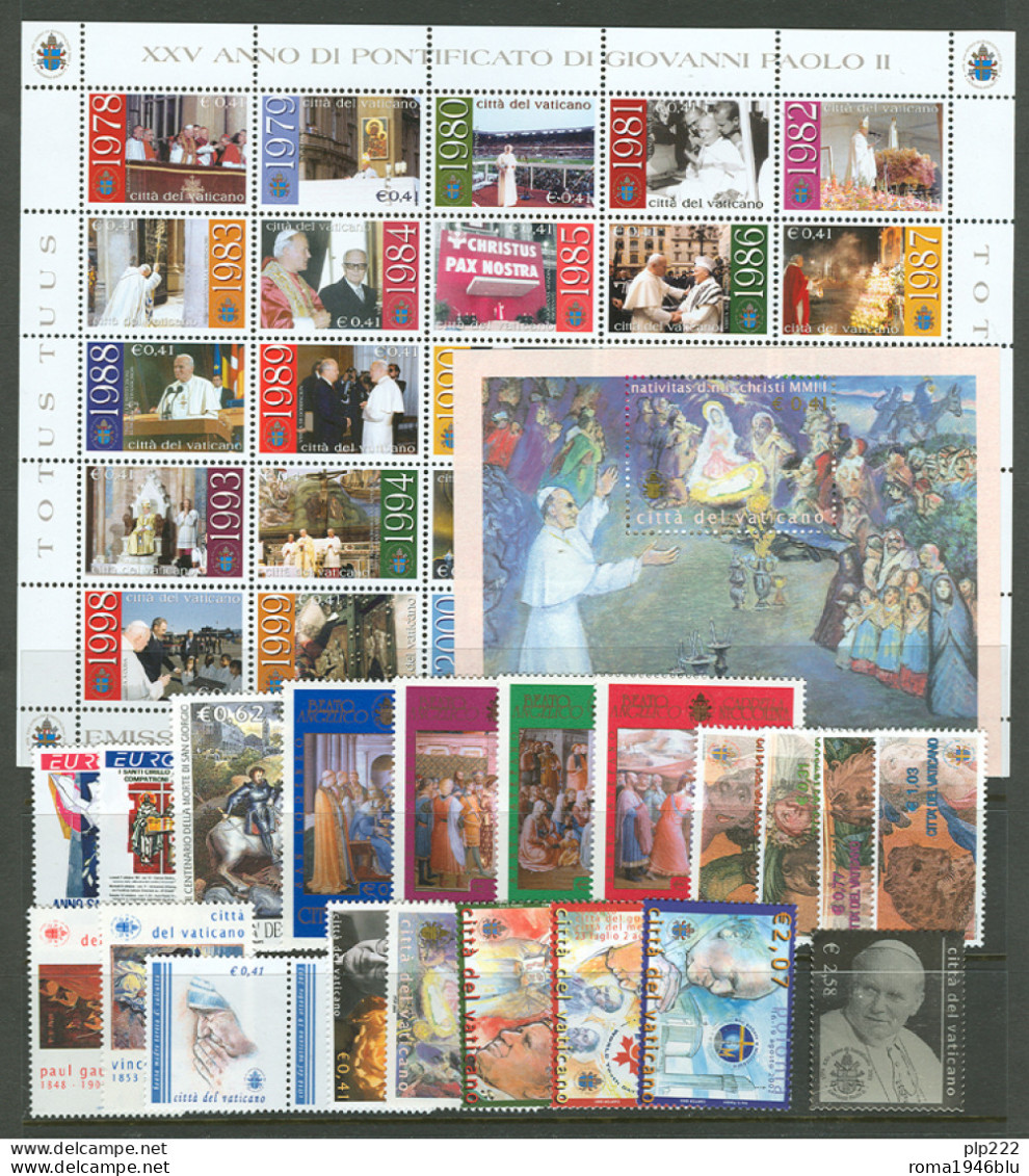 Vaticano 2003 Annata Completissima / Super Complete Year MNH/** VF - Années Complètes