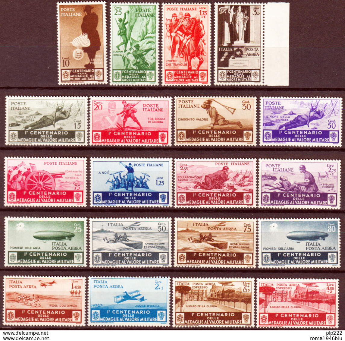 Italia Regno 1934 Medaglie Sass.366/76+A74/82 **/MNH VF - Mint/hinged