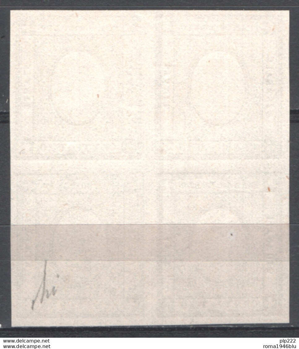 Sardegna 1861 1c. Senza Cifra Bolaffi 44B In Quartina (*)/MNG VF - Cert.Avi - Sardaigne