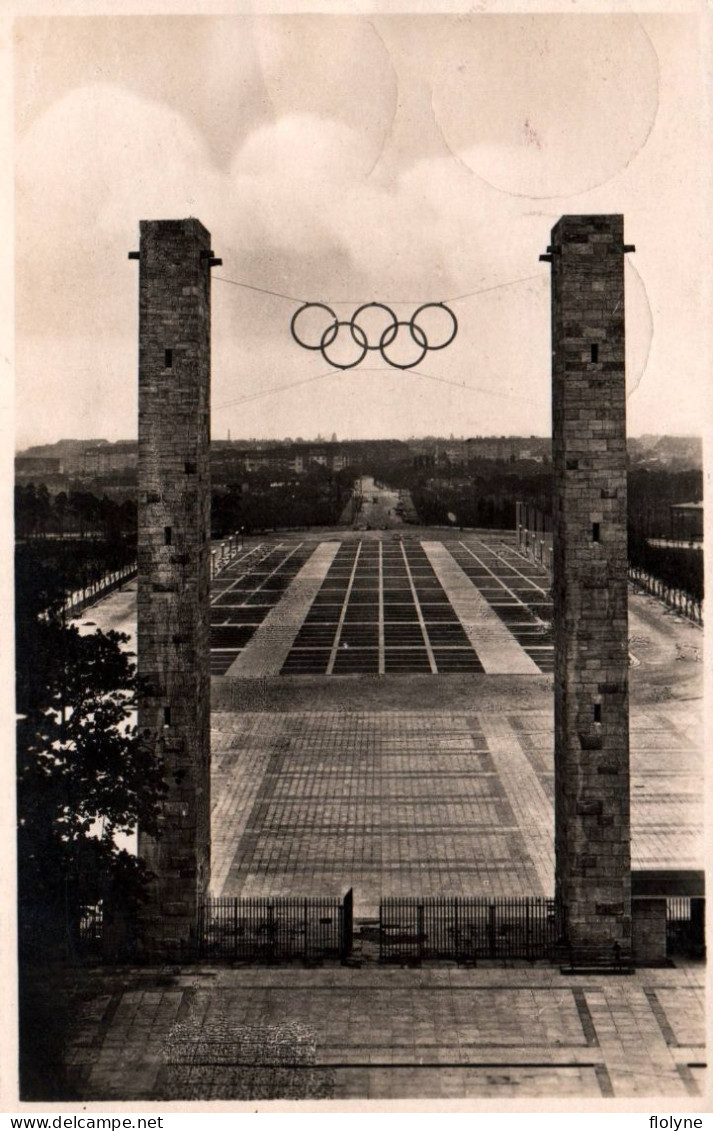 Jeux Olympiques Berlin 1936 - Reichssportfeld Blick Von Der Deutschen - JO - Cachet Au Dos - Olympische Spelen