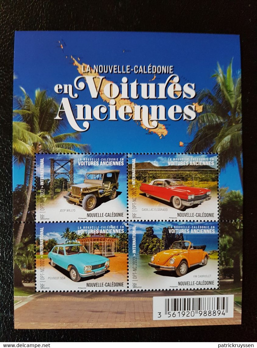 Caledonia 2022 Caledonie Old Cars JEEP WILLIS CADILLAC ELDORADO Peugeot 504 Ms4v Mnh - Unused Stamps