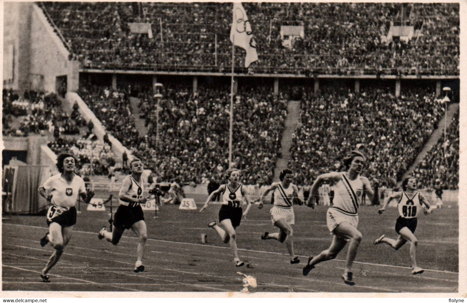 Jeux Olympiques Berlin 1936 - Siegerin Helen Stephens Im Room Endlauf - Athlétisme - JO - Cachet Au Dos - Giochi Olimpici