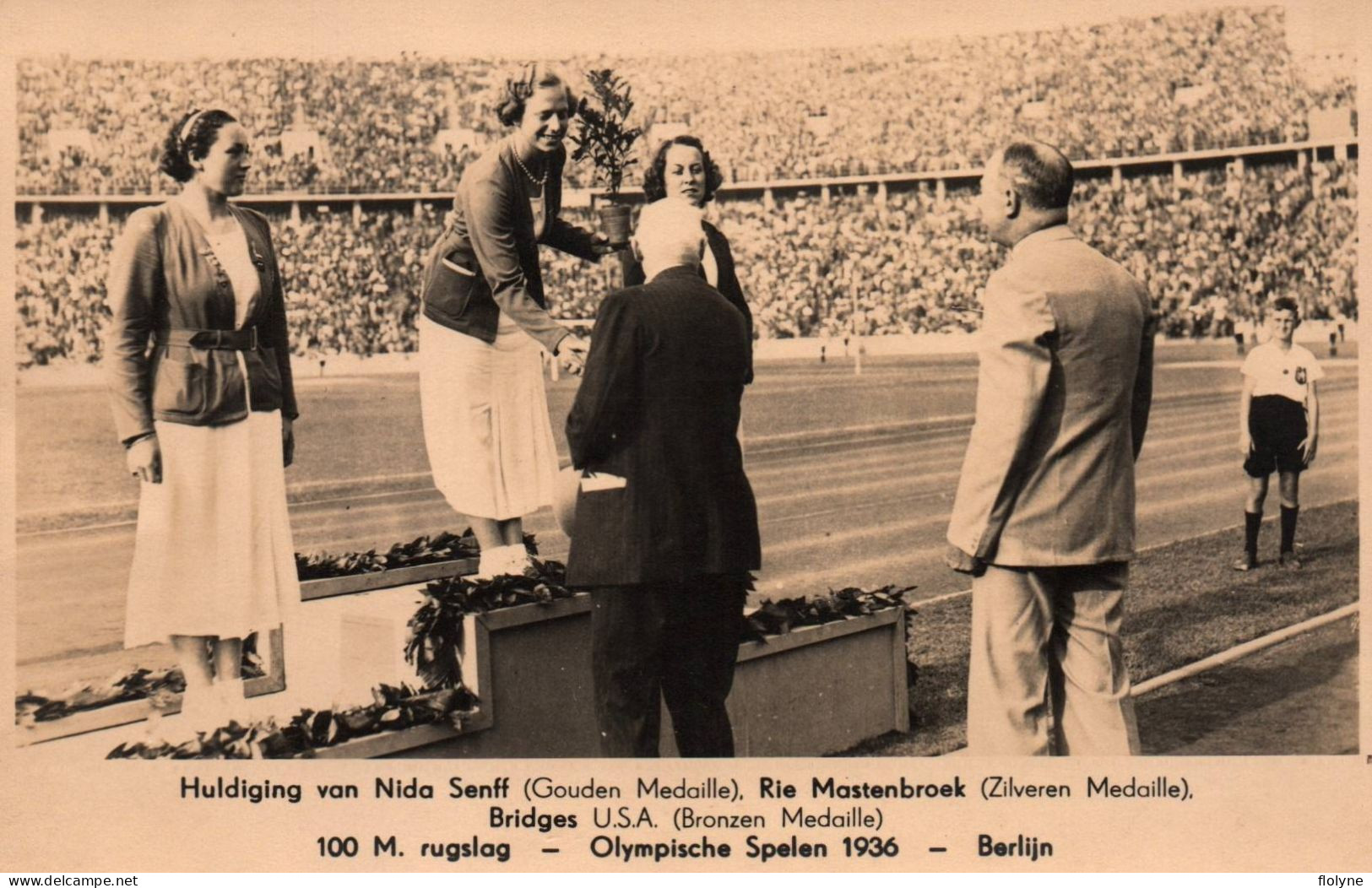 Jeux Olympiques Berlin 1936 - Podium 100 M Ruslag - Huldiging Van Nida Senff - Athlétisme - JO - Olympische Spelen