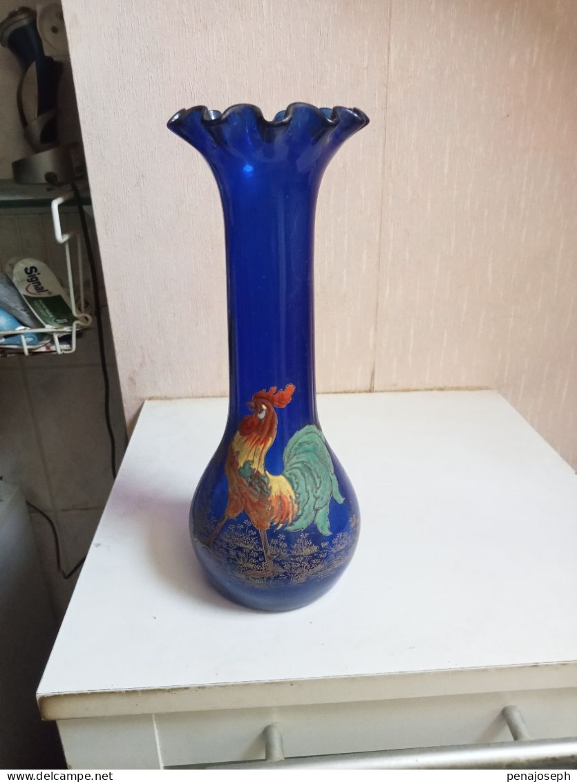Vase Legras 1900 Motif Coq Hauteur 25 Cm - Vases