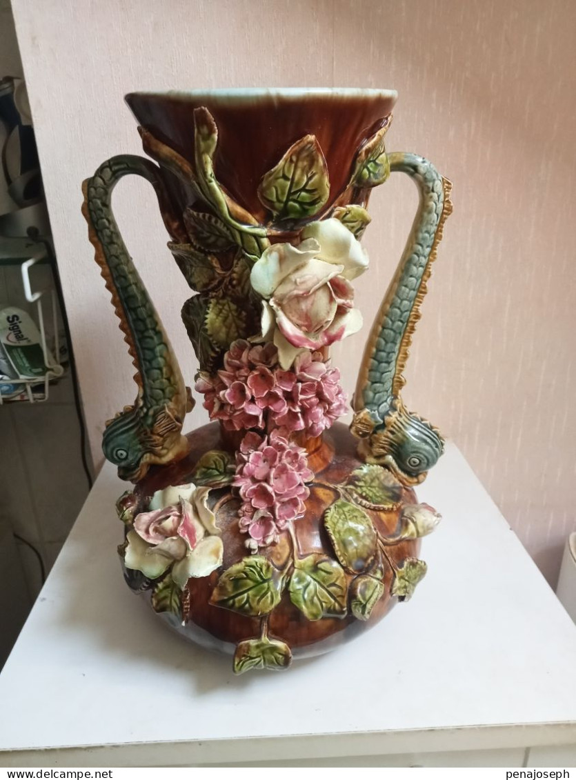 Vase Du XIXème Motif Fleural Hauteur 30 Cm - Vazen