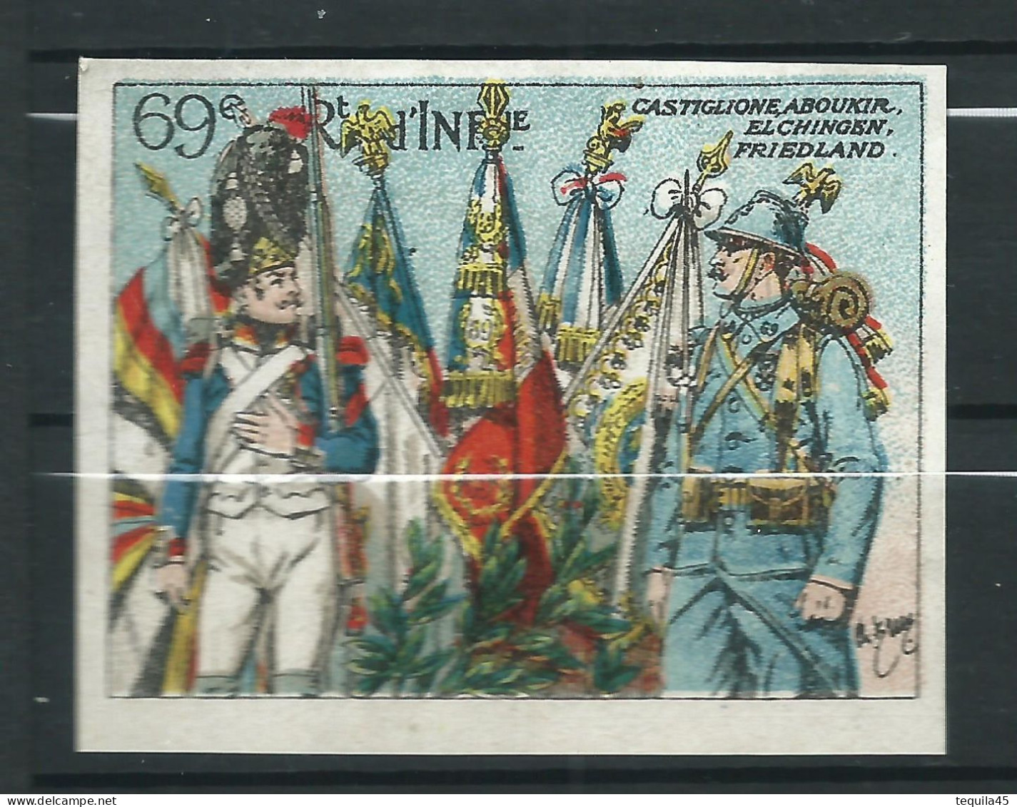 Rare : Belle Vignette DELANDRE - France 69 éme Régt D'infanterie De Ligne - 1914 -18 WWI WW1 Poster Stamp - Erinnophilie