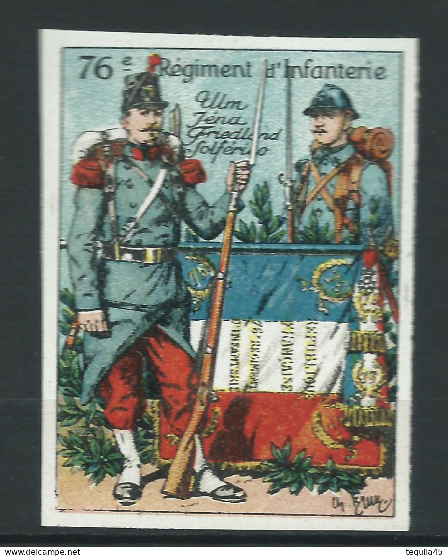 Rare : Belle Vignette DELANDRE - France 76 éme Régt D'infanterie De Ligne - 1914 -18 WWI WW1 Poster Stamp - Erinnophilie