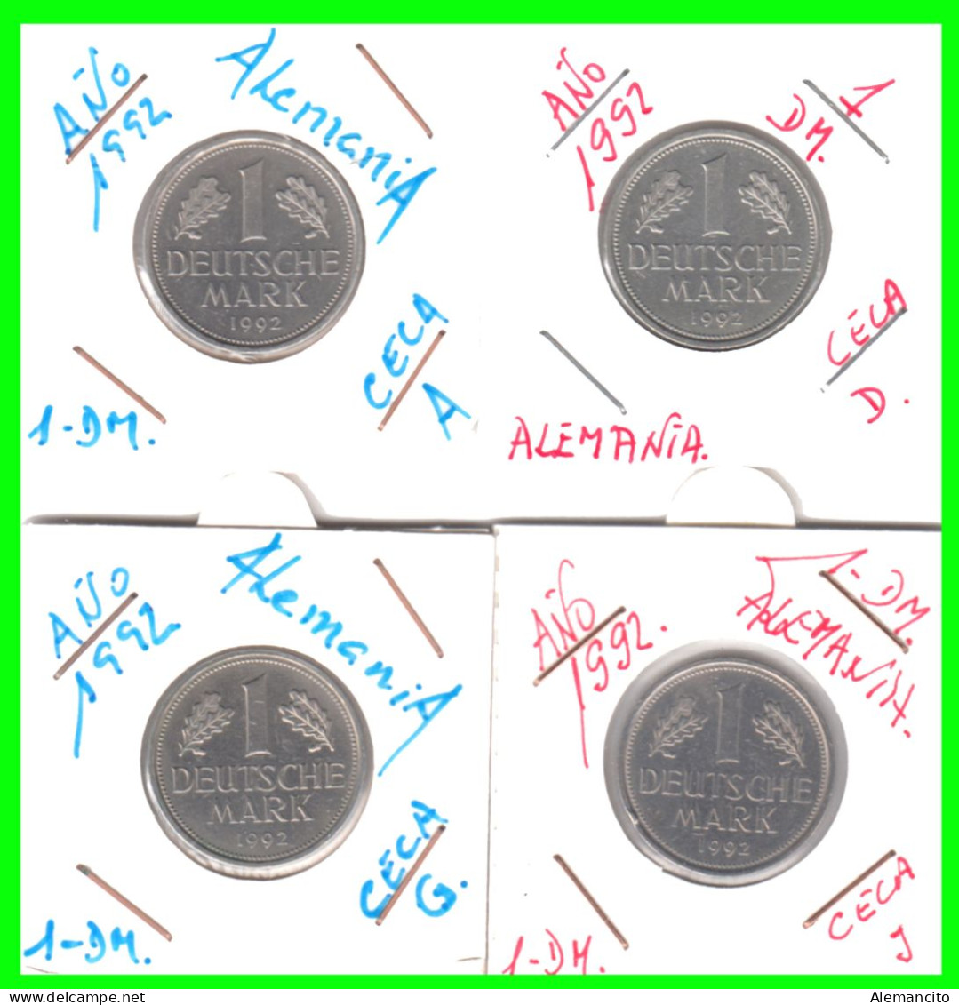 ALEMANIA - DEUTSCHLAND - GERMANY - 4 -MONEDAS DE 1.00 DM   AÑO 1992 - CECAS.- A -.D -.G -.J.. - 1 Mark