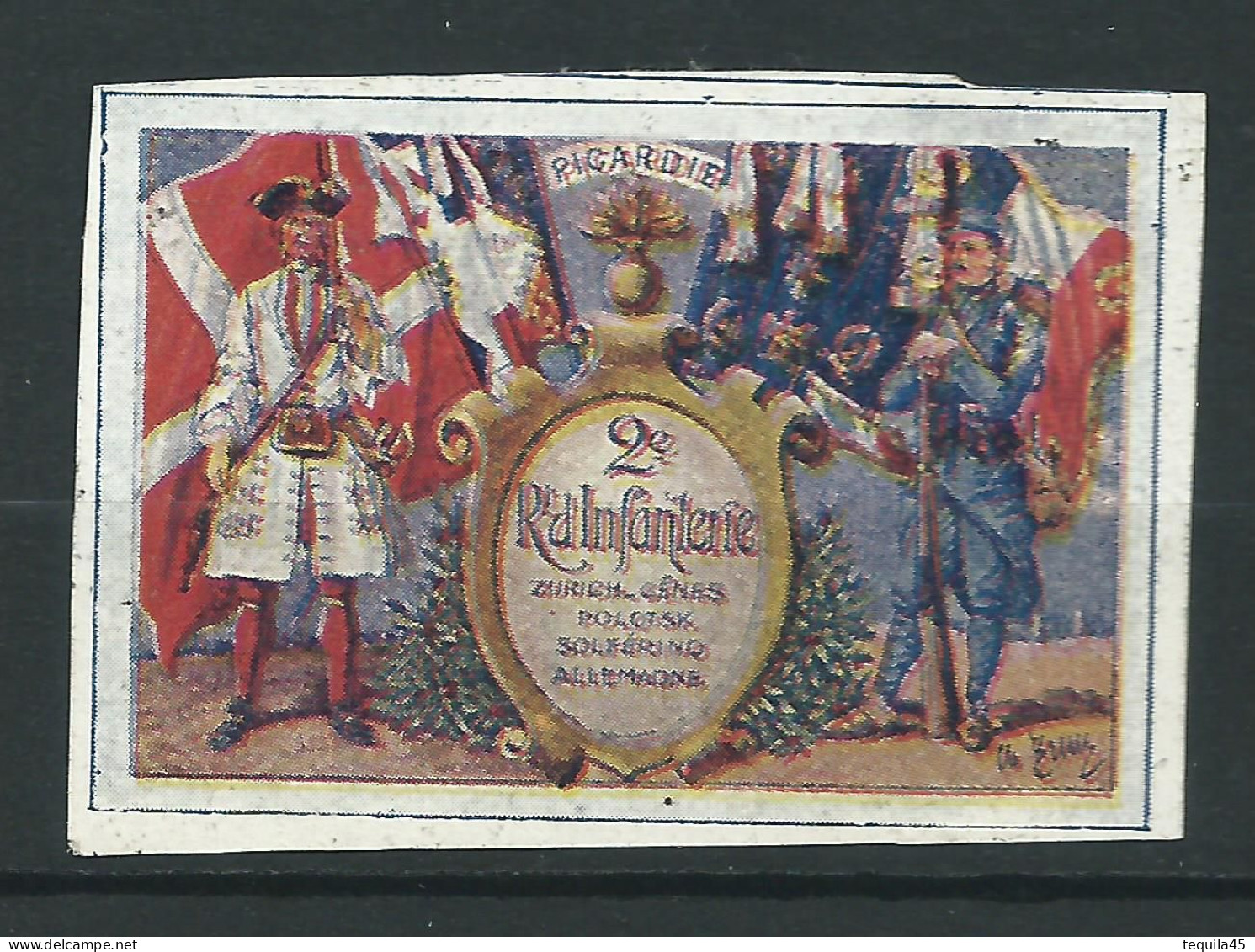 Rare : Belle Vignette DELANDRE - France 2 éme Régt D'infanterie De Ligne - 1914 -18 WWI WW1 Poster Stamp - Erinnophilie