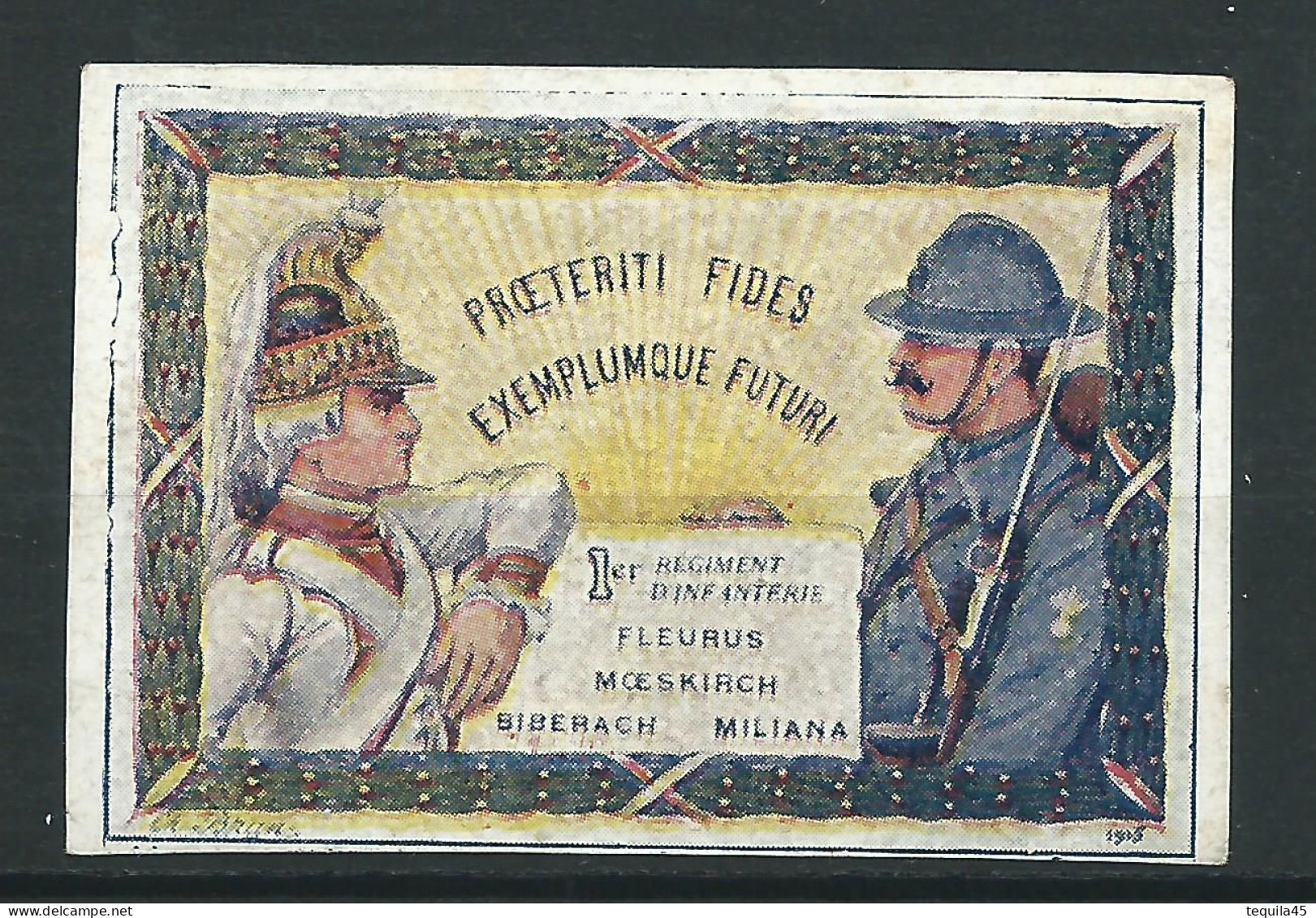 Rare : Belle Vignette DELANDRE - France 1er Régt D'infanterie De Ligne - 1914 -18 WWI WW1 Poster Stamp - Erinnophilie