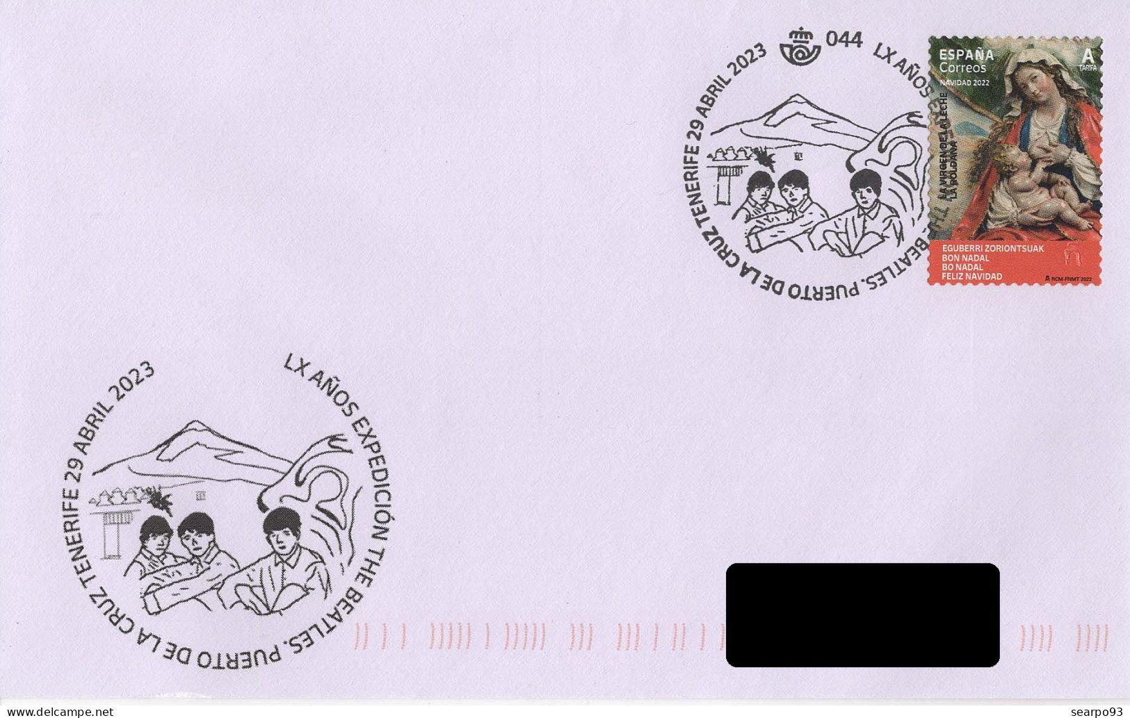 SPAIN. POSTMARK. 60 YEARS EXPEDITION THE BEATLES. PUERTO DE LA CRUZ. 2023 - Sonstige & Ohne Zuordnung