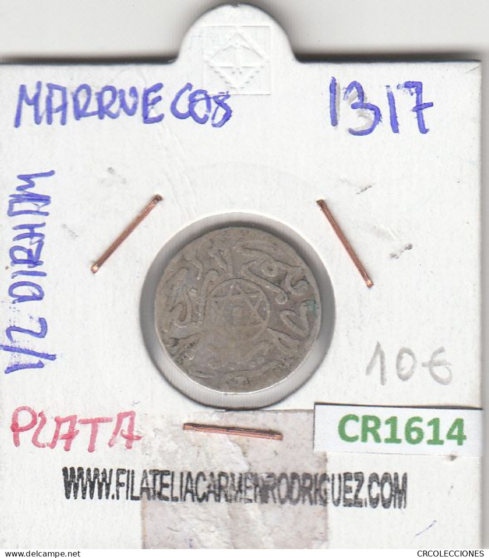 CR1614 MONEDA MARRUECOS 0,5 DIRHAM 1317 PLATA BC - Maroc