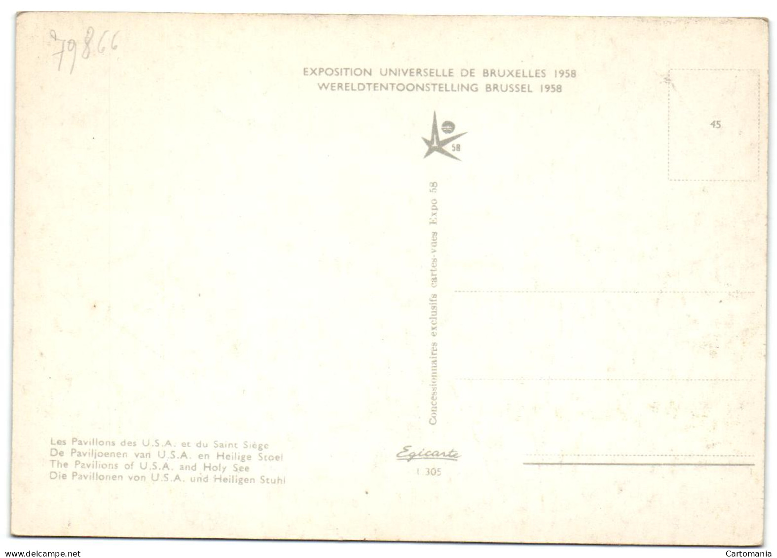 Expo Bruxelles 1958 - Les Pavillons Des U.S.A. Et Du Saint Siège - Wereldtentoonstellingen