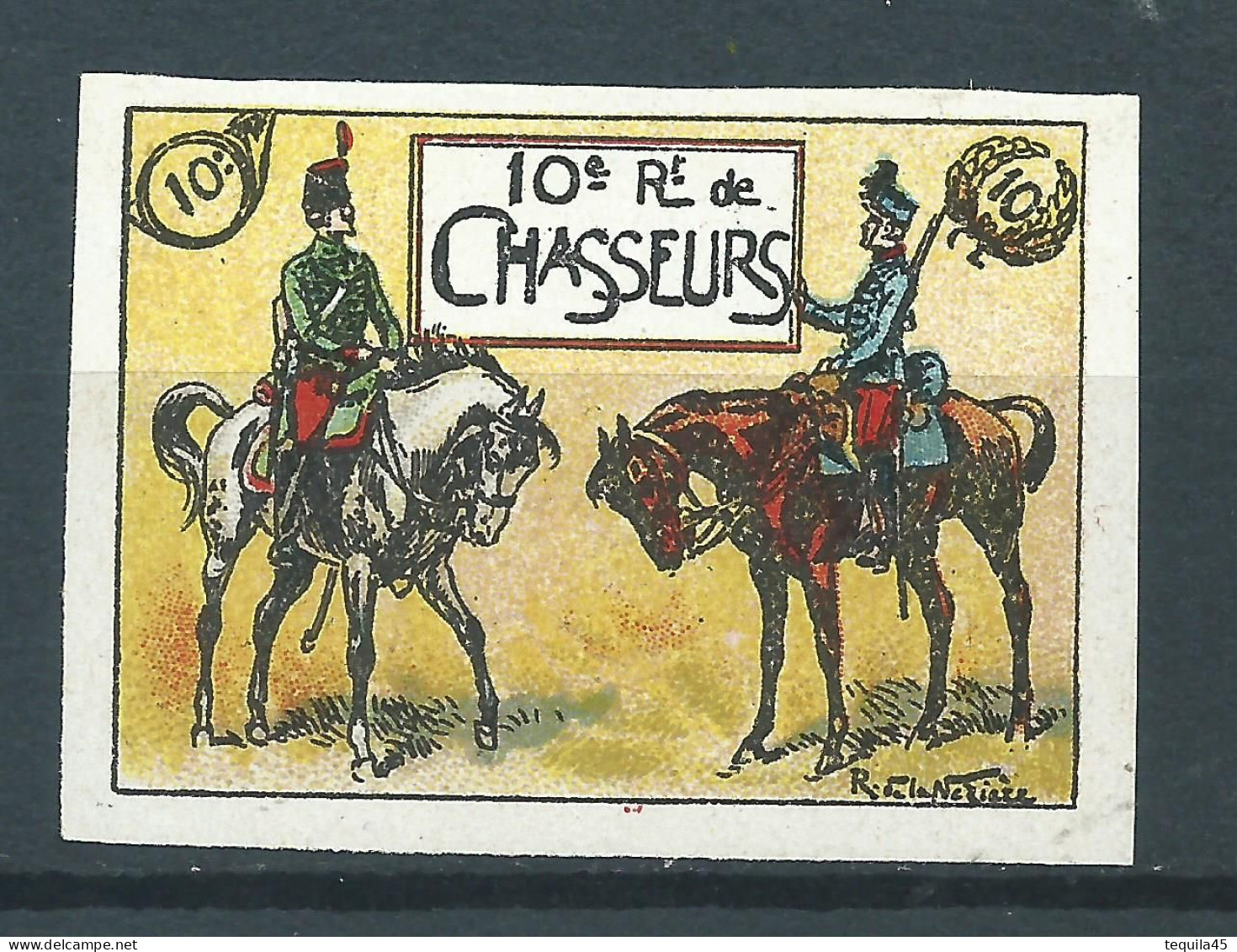 Vignette DELANDRE - France 10 Régt De Chasseurs - 1914 -18 WWI WW1 Poster Stamp - Erinnofilia