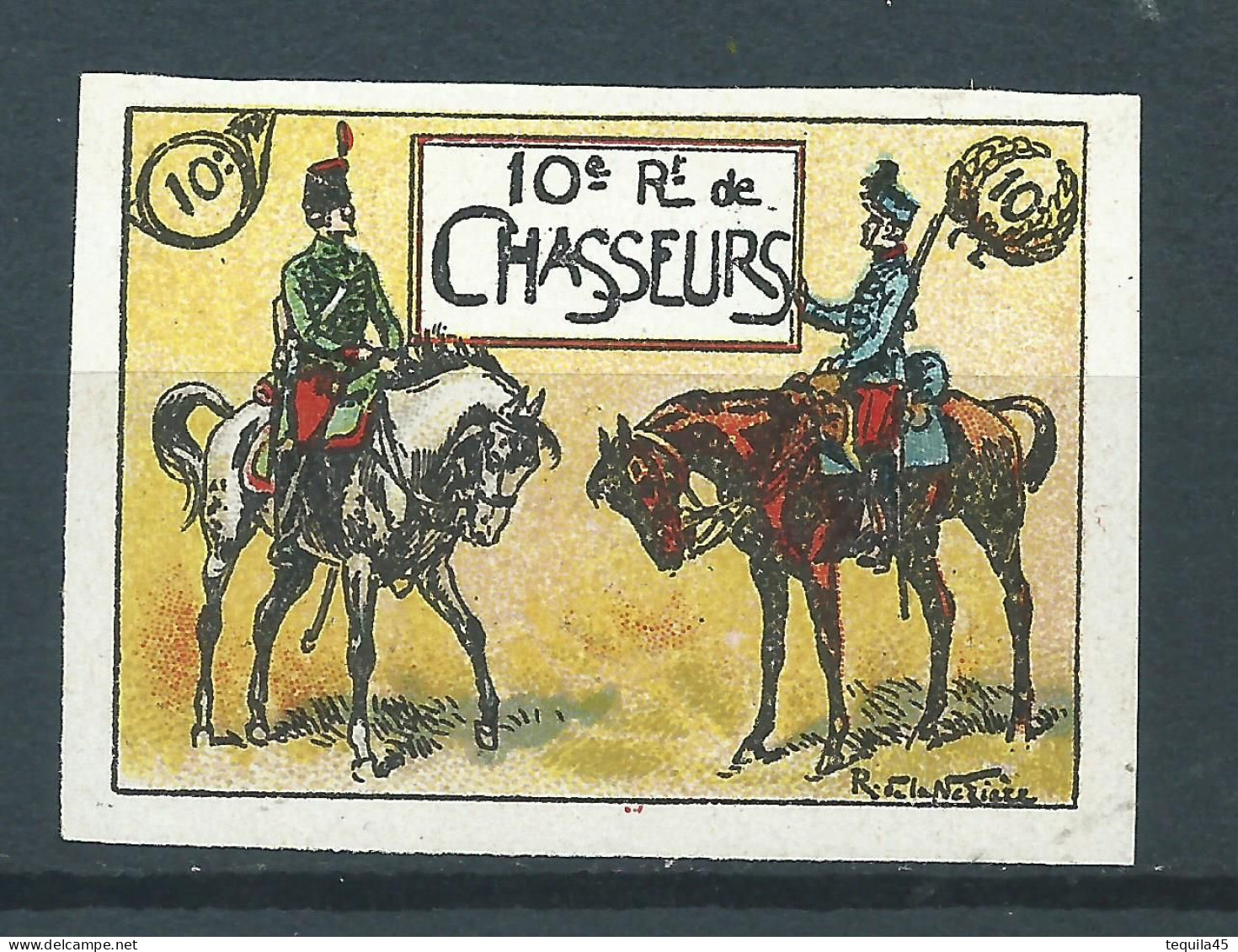Vignette DELANDRE - France 10 Régt De Chasseurs - 1914 -18 WWI WW1 Poster Stamp - Erinnophilie