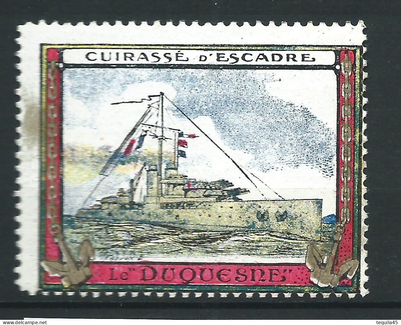 Vignette  DELANDRE France - Marine Française - Le Duquesne - 1914-18 WWI WW1 Poster Stamp - Erinnophilie